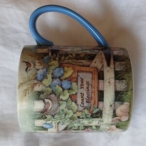 Lang Garden Gate Count Your Blessings Ceramic Mug Artwork by Susan Winget 2014